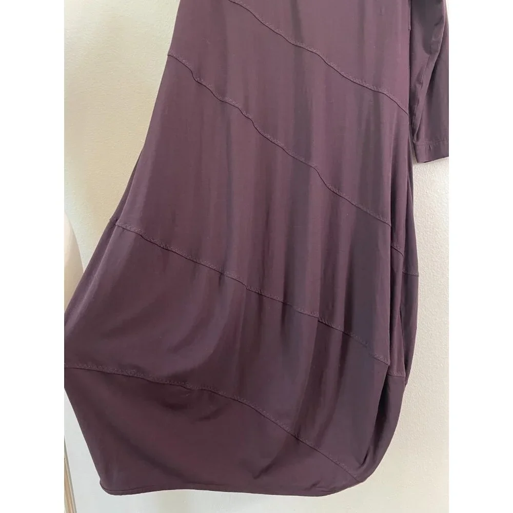 OSKA Dress Womens 3 Plum Long Sleeve Jersey Maxi Shift Lagenlook Travel - Picture 7 of 8